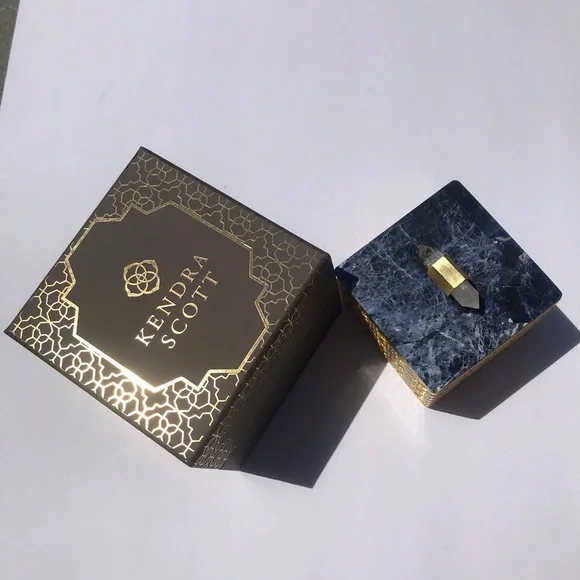 Kendra Scott Square Filigree Box In Blue Sodalite